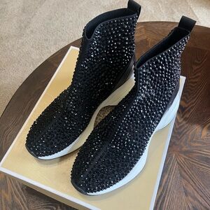 MICHAEL Michael Kors Black Crystal-Embellished Sneakers